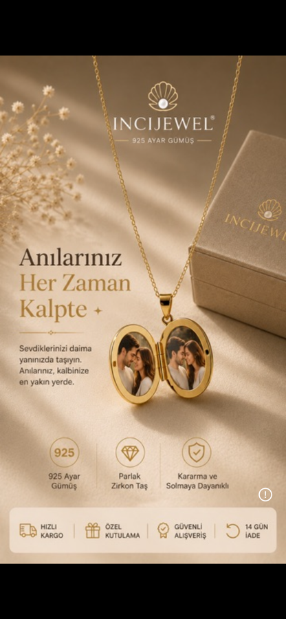 En Özel Anını Taşı — Fotoğraflı Kapaklı 925 Gümüş Kolye