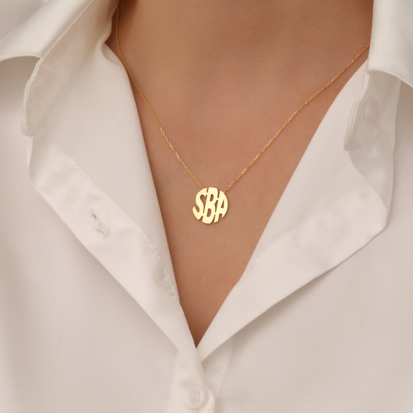 925 Ayar Gümüş Üç Harfli Monogram Kolye