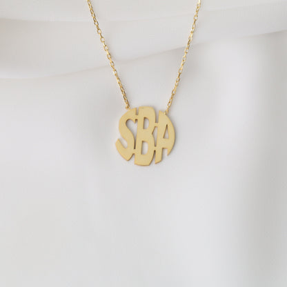 925 Ayar Gümüş Üç Harfli Monogram Kolye