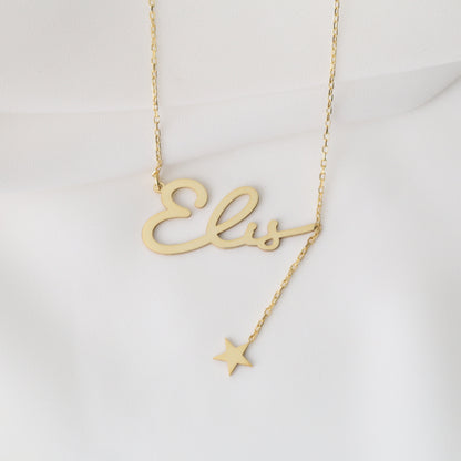 925 Ayar Gümüş İsim Ve Yıldız Kolye